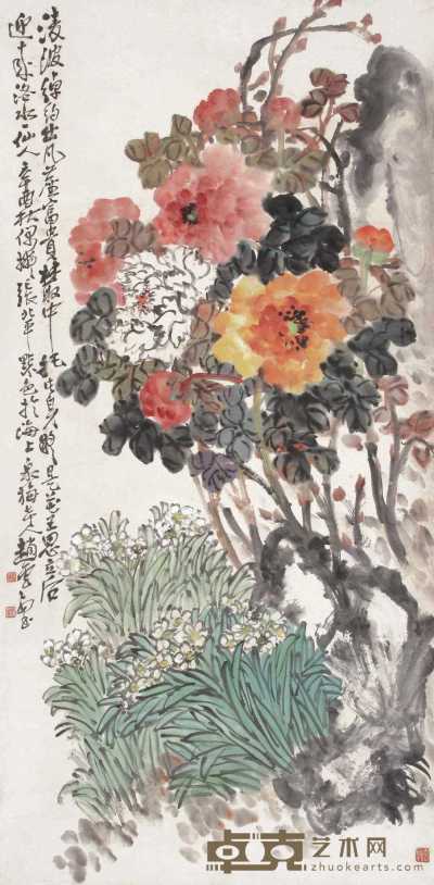 赵云壑 花卉 立轴 136×68cm